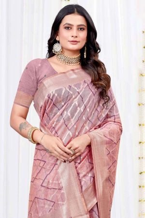 Embroidered Designer Silk Saree In Purple 600411 02