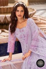 Embroidered Net Gown in Purple 201978 02