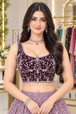 Embroidered Net Lehenga Choli in Purple 201967 02