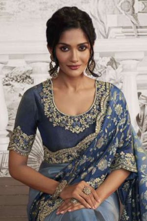 Fancy Designer Silk Saree In Blue 202110 02