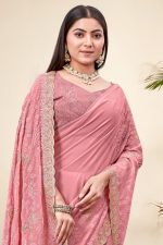 Georgette Designer Saree In Pink 600513 02