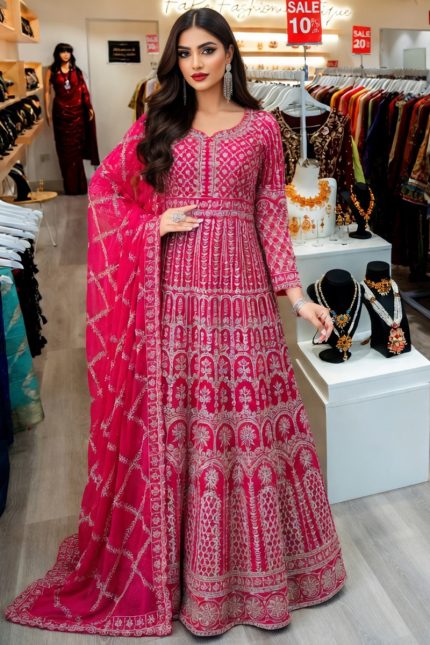 Georgette Gown In Magenta 202027 01