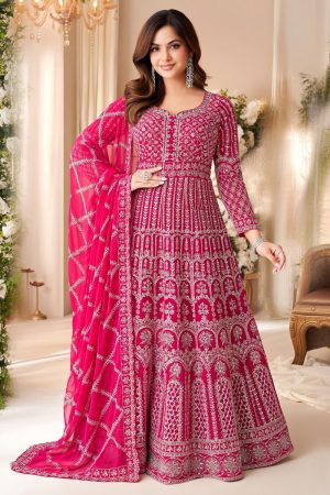 Georgette Gown In Magenta 202027 01 New