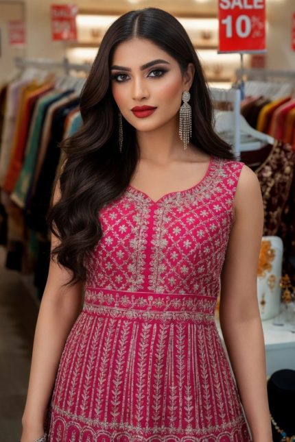 Georgette Gown In Magenta 202027 02