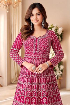 Georgette Gown In Magenta 202027 02 New