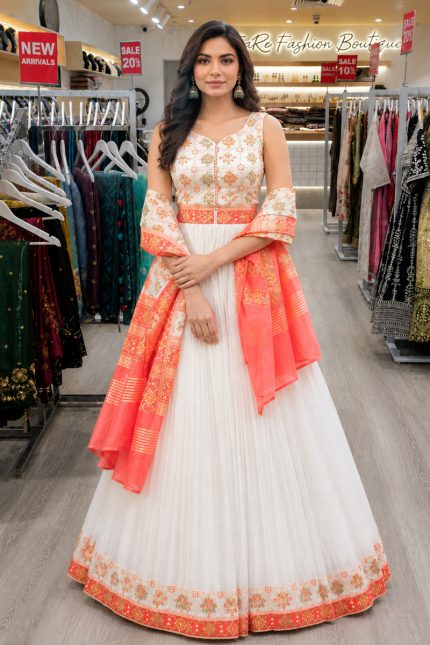 Georgette Gown In White 202023 01