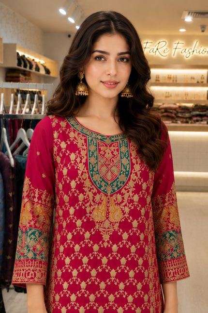 Georgette Sharara Salwer Suit In Maroon 202073 02