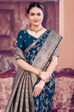 Katan Silk Saree in Green 600375 02