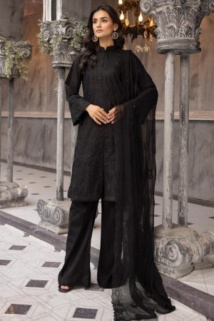 Khoobsurat Chikankari Lawn in Black 201956 01