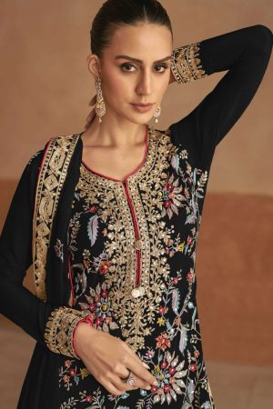 Lahza Chinnon Salwar Suit In Black 202082 02