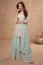 Palak Chinnon Salwar Suit In Cyan 202086 01