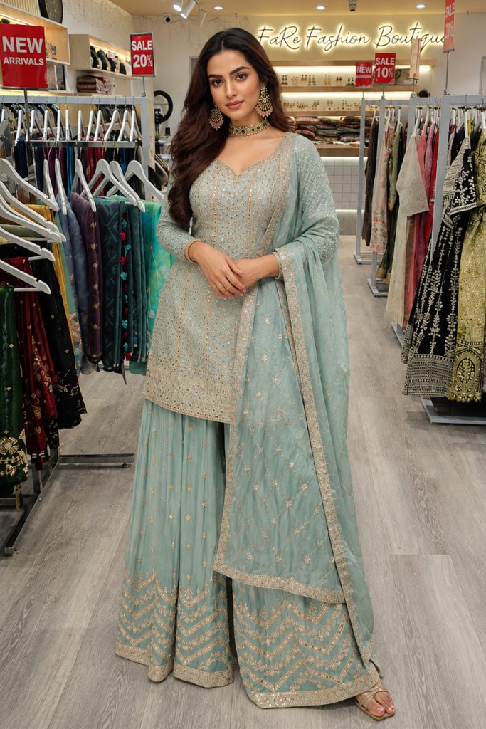 Palak Chinnon Salwer Suit In Cyan 202086 01