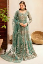Ramsha Organza Gown in Cyan 201915 01