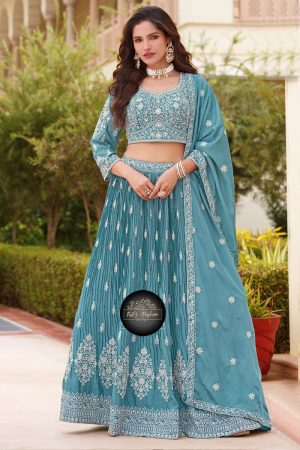 Silk Lehenga Choli In Cyan 202063 01