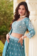 Silk Lehenga Choli In Cyan 202063 02