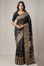 Silk Saree In Black 600697 01