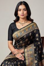 Silk Saree In Black 600697 02