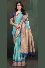 Silk Saree In Blue 600560 01