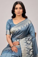 Silk Saree In Blue 600655 02