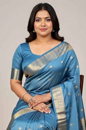 Silk Saree In Blue 600676 02