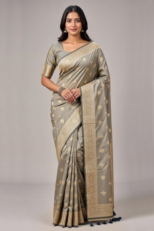 Silk Saree In Brown 600680