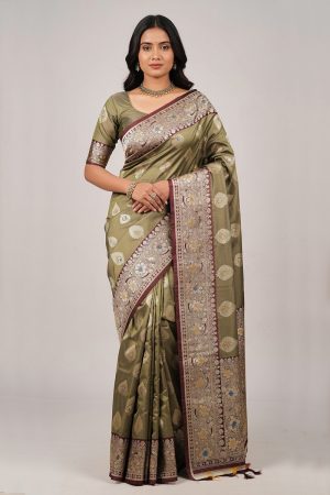 Silk Saree In Brown 600703 01