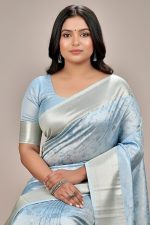 Silk Saree In Cyan 600681 02