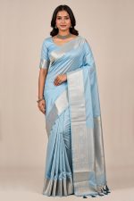 Silk Saree In Cyan 600688 01