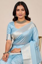 Silk Saree In Cyan 600688 02