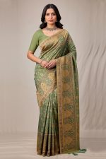 Silk Saree In Green 600699 01