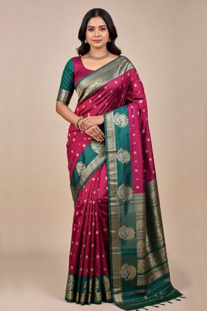 Silk Saree In Maroon 600694 01