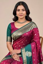 Silk Saree In Maroon 600694 02