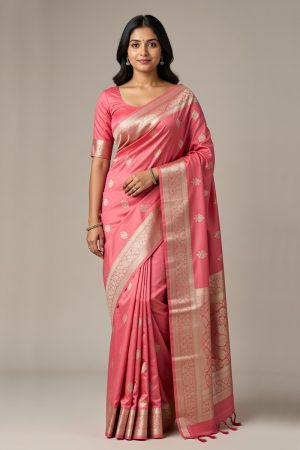 Silk Saree In Pink 600654 01