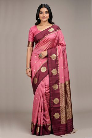 Silk Saree In Pink 600674 01