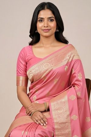 Silk Saree In Pink 600678 02