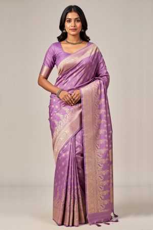 Silk Saree In Purple 600652 01