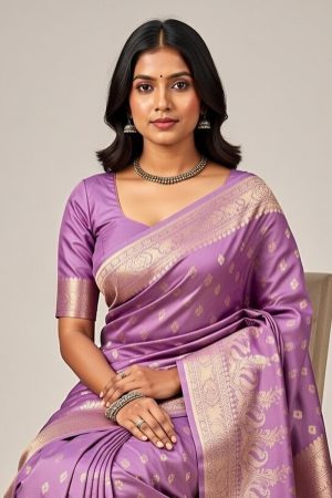 Silk Saree In Purple 600652 02