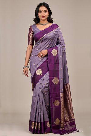 Silk Saree In Purple 600675 01
