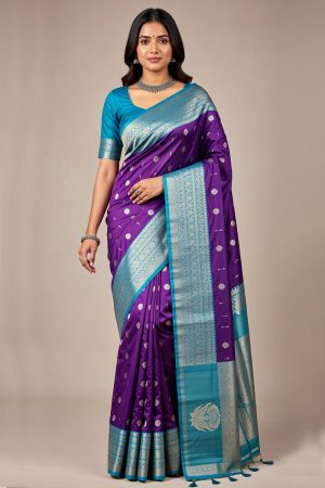 Silk Saree In Purple 600693 01