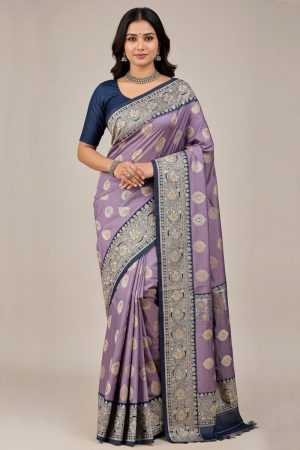 Silk Saree In Purple 600702 01