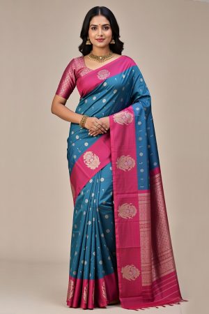 Silk Saree in Blue 600696 01