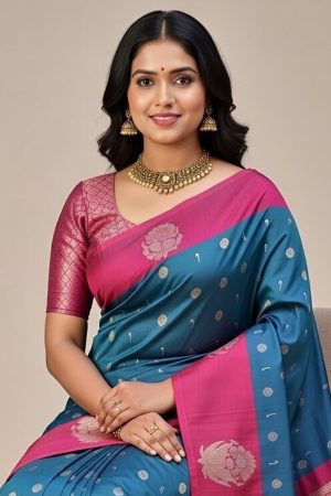 Silk Saree in Blue 600696 02