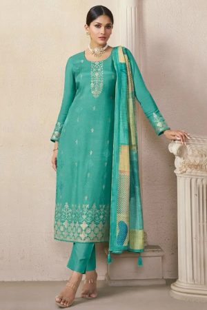 Viscose Salwar Suit In Green 202103 01