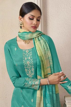 Viscose Salwar Suit In Green 202103 02