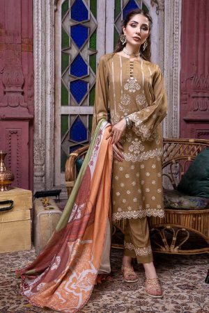 Charizma Embroidered Leather Slawer Suit In Coffee