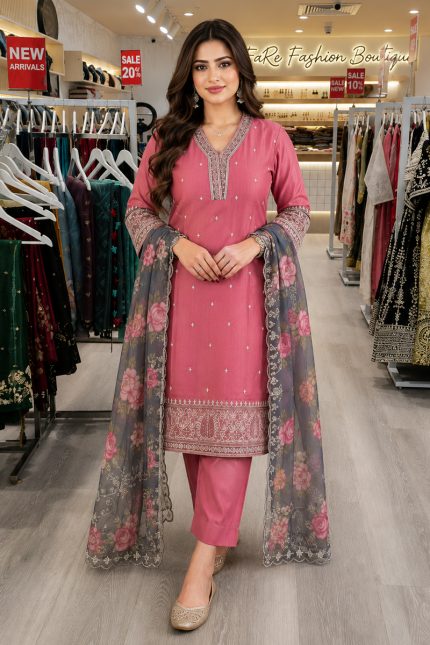 Crape Silk Straight Pant Salwar Suit In Pink 202236 01