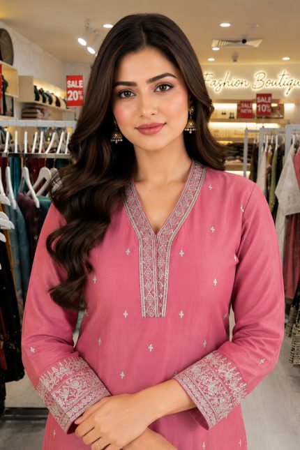 Crape Silk Straight Pant Salwar Suit In Pink 202236 02