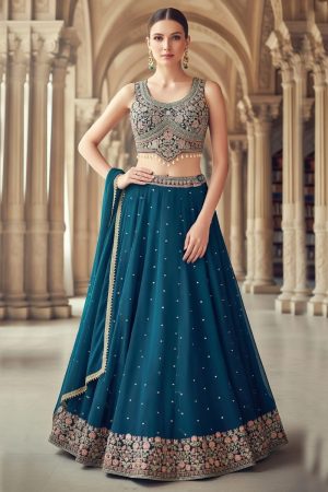 Crop Top Lehenga Choli In Blue