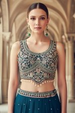 Crop Top Lehenga Choli In Blue 202198 02 02