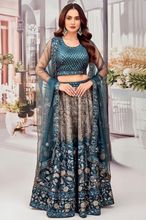Crop Top Lehenga Choli In Blue 202254 01